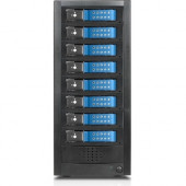 Istarusa RAIDage JAGE9BT8HDBL-DE Drive Enclosure 12Gb/s SAS, SATA/600 - Mini-SAS HD Host Interface Tower - Black, Blue - Hot Swappable Bays - 8 x HDD Supported - 8 x 3.5" Bay - Steel JAGE9BT8HDBL-DE