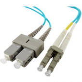 Accortec Fiber Cable 0.5m - 1.64 ft Fiber Optic Network Cable for Network Device - First End: 2 x LC Male Network - Second End: 2 x SC Male Network - 100 Gbit/s - Patch Cable - 50/125 &micro;m - Aqua LCSCOM4MD05M