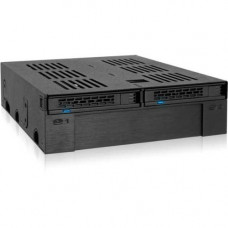 Icy Dock ExpressCage MB322SP-B Drive Enclosure Internal - Black - 3 x Total Bay - 1 x 3.5" Bay - 2 x 2.5" Bay - Serial ATA, SAS - Serial ATA - Metal, Plastic - 5.25" MB322SP-B