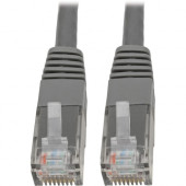 Tripp Lite Cat6 Cat5e Gigabit Molded Patch Cable RJ45 M/M 550MHz Gray 2ft - RJ-45 for Computer, Printer, Gaming Console, Blu-ray Player, Photocopier, Router, Modem - 128 MB/s - Patch Cable - 2 ft - 1 x RJ-45 Male Network - 1 x RJ-45 Male Network - Gold Pl