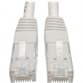 Tripp Lite 25ft Cat6 Gigabit Molded Patch Cable RJ45 M/M 550MHz 24AWG White - Category 6 for Network Device, Router, Modem, Blu-ray Player, Printer, Computer - 128 MB/s - Patch Cable - 25 ft - 1 x RJ-45 Male Network - 1 x RJ-45 Male Network - Gold-plated 