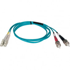 Tripp Lite 3M 10Gb Duplex Multimode 50/125 OM3 LSZH Fiber Optic Patch Cable LC/ST Aqua 10&#39;&#39; 10ft 3 Meter - LC Male - ST Male - 9.84ft - Aqua Blue N818-03M