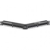 Panduit NetKey Network Patch Panel - 24 Port(s) - 24 x RJ-45 - 1U High - Black - 19" Wide - Rack-mountable - TAA Compliance NKA5EPPG24Y