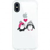 CENTON OTM Phone Case, Tough Edge, Penguin Love - For Apple iPhone X Smartphone - Penguin Love - Clear OP-SP-Z055C