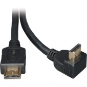 Tripp Lite 6ft High Speed HDMI Cable Digital Video with Audio Right Angle Connector 4K x 2K M/M 6&#39;&#39; - HDMI for Audio/Video Device, TV, Projector - 6 ft - 1 x HDMI (Type A) Male Digital Audio/Video - 1 x HDMI (Type A) Male Digital Audio/Vid