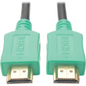 Tripp Lite 10ft High Speed HDMI Cable Digital A/V 4K x 2K UHD M/M Green 10&#39;&#39; - HDMI for Monitor, Projector, TV, iPad, A/V Receiver, Audio/Video Device, Blu-ray Player - 1.28 GB/s - 10 ft - 1 x HDMI Male Digital Audio/Video - 1 x HDMI Male 