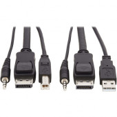 Tripp Lite KVM Cable - 5.91 ft KVM Cable for KVM Switch, Computer - First End: 1 x Mini-phone Male Audio, First End: 1 x DisplayPort Male Digital Audio/Video, First End: 1 x Type A Male USB - Second End: 1 x Mini-phone Male Audio, Second End: 1 x DisplayP