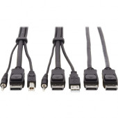 Tripp Lite KVM Cable - 9.84 ft KVM Cable for KVM Switch, Computer, Monitor - First End: 1 x Mini-phone Male Audio, First End: 1 x DisplayPort Male Digital Audio/Video, First End: 1 x Type A Male USB - Second End: 1 x Mini-phone Male Audio, Second End: 1 x