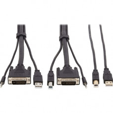 Tripp Lite DVI KVM Cable Kit DVI USB 3.5mm Audio 3xM/3xM+USB M/M Black 10ft - 10 ft KVM Cable for KVM Switch, Computer, Scanner, Smart Card, Biometric Reader - First End: 1 x 24-pin DVI-I (Dual-Link) Male Video, First End: 1 x Mini-phone Male Audio, First