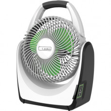 Lasko Outdoor Rechargeable Battery Fan - 5 Speed - Rechargeable, Battery Operated, Pivoting Head, Adjustable Airflow - 17.2" Height x 12.6" Width - White RB200