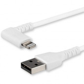 Startech.Com 2m USB A to Lightning Cable iPhone iPad Durable Right Angled 90 Degree White Charger Cord w/Aramid Fiber Apple MFI Certified - Kevlar aramid fiber shelters 6.5ft heavy duty USB-A to lightning cable from stress of bends/twists - Right angled c