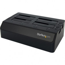 Startech.Com USB 3.0 to 4-Bay SATA 6Gbps Hard Drive Docking Station w/ UASP & Dual Fans - 2.5/3.5in SSD / HDD Dock - 4 x HDD Supported - 4 x SSD Supported - 4 x 2.5"/3.5" Bay - Plastic - RoHS Compliance SDOCK4U33