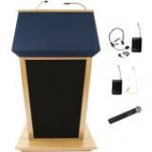 AmpliVox SW3045 - Wireless Patriot Plus Lectern - Skirted Base - 51" Height x 31" Width x 23" Depth - Clear Lacquer, Walnut - Hardwood Veneer, Solid Hardwood SW3045-WT