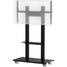 Video Furniture International VFI Mobile Interactive Stand For Single/Dual Monitors - Up to 55" Screen Support - 250 lb Load Capacity - 1 x Shelf(ves) - 68" Height x 84" Width x 22" Depth - Floor - Steel - Black SYZ80-CS55-B