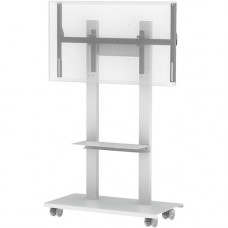 Video Furniture International VFI Mobile Interactive Stand For Single/Dual Monitors - Up to 55" Screen Support - 250 lb Load Capacity - 1 x Shelf(ves) - 68" Height x 84" Width x 22" Depth - Floor - Steel - White SYZ80-CS55-W