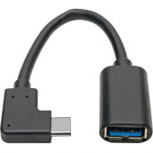 Tripp Lite U428-06N-F-CRA Right-Angle USB Type-C to Type-A Adapter Cable, M/F, 6 in. - USB for Hard Drive, Workstation, Tablet, Smartphone, Wall Charger, MacBook, Ultrabook, Chromebook, Printer, Scanner, Flash Drive - 640 MB/s - 6" - 1 x Type A Femal