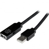 Startech.Com 15m USB 2.0 Active Extension Cable - M/F - 49.21 ft USB Data Transfer Cable - First End: 1 x Type A Male USB - Second End: 1 x Type A Female USB - Shielding - Black - 1 Pack - RoHS, TAA Compliance USB2AAEXT15M