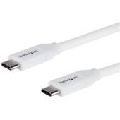 Startech.Com 2m 6 ft USB C to USB C Cable w/ 5A PD - M/M - White - USB 2.0 - USB-IF Certified - USB Type C Cable - USB C Charging Cable - USB C PD Cable - 6.56 ft Thunderbolt 3 Data Transfer Cable for Notebook, MacBook Pro, MacBook, Chromebook, Power Bank