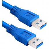 Axiom USB Data Transfer Cable - 6 ft USB Data Transfer Cable for Computer, Tablet, Hard Drive, USB Hub, Mouse, Keyboard, Flash Drive, Printer - Type A Male USB - Type A Male USB - 640 MB/s - Extension Cable - Shielding - Gold Plated Connector - Blue USB3A