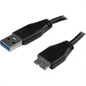 Startech.Com 0.5m (20in) Slim SuperSpeed USB 3.0 A to Micro B Cable - M/M - 1.64 ft USB Data Transfer Cable for Hard Drive, Card Reader, Tablet PC, Phone - First End: 1 x Type A Male USB - Second End: 1 x Micro Type B Male USB - Shielding - Nickel Plated 