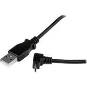 Startech.Com 1m Micro USB Cable - A to Up Angle Micro B - 3.28 ft USB Data Transfer Cable for Cellular Phone, Camera, Hard Drive, Tablet PC - First End: 1 x Type A Male USB - Second End: 1 x Type B Male Micro USB - Shielding - Black - 1 Pack - RoHS Compli