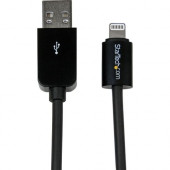 Startech.Com 1m (3ft) Black Apple&reg; 8-pin Lightning Connector to USB Cable for iPhone / iPod / iPad - 3.28 ft Lightning/USB Data Transfer Cable for iPod, iPad, iPhone - First End: 1 x Type A Male USB - Second End: 1 x Lightning Male Proprietary Con