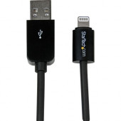 Startech.Com 2m (6ft) Long Black Apple&reg; 8-pin Lightning Connector to USB Cable for iPhone / iPod / iPad - 6.56 ft Lightning/USB Data Transfer Cable for iPod, iPad, iPhone - First End: 1 x Type A Male USB - Second End: 1 x Lightning Male Proprietar