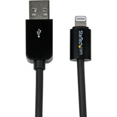 Startech.Com 0.3m (11in) Short Black Apple&reg; 8-pin Lightning Connector to USB Cable for iPhone / iPod / iPad - 1 ft Lightning/USB Data Transfer Cable for iPhone, iPad, iPod, Notebook - First End: 1 x Type A Male USB - Second End: 1 x Lightning Male