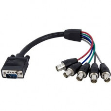 Startech.Com 1 ft Coax HD15 VGA to 5 BNC RGBHV Monitor Cable - HD-15 Male VGA - BNC Female Video - 1ft - Black - RoHS Compliance VGABNCMF1