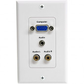 Startech.Com 15-Pin Female VGA Wall Plate with 3.5mm and RCA - White - 1-gang - D-sub VGA - RoHS Compliance VGAPLATERCA