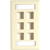 Black Box Keystone Wallplate - Single-Gang, 6-Port, Ivory, 10-Pack - 6 x Socket(s) - 1-gang - Ivory - TAA Compliant WPT478-10PAK