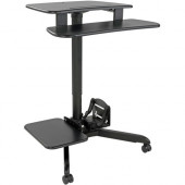 Tripp Lite Rolling Desk TV/Monitor Cart - Height Adjustable - Assembly Required - Black, Silver - MDF, Steel WWSSRDSTC