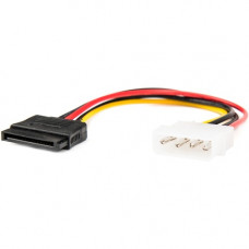 Rocstor Premium 6in 4 Pin Molex to Left Angle SATA Power Cable Adapter - LP4 - SATA Power Adapter Cable - 6" Molex/SATA Data Transfer Cable for Hard Drive - First End: 1 x Molex Male - Second End: 1 x SATA Female SATA/Power - Black - 1 Pack Y10C214-B