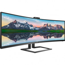 Philips Brilliance 499P9H 48.8" Dual Quad HD (DQHD) Curved Screen WLED LCD Monitor - 32:9 - Textured Black - 5120 x 1440 - 16.7 Million Colors - Adaptive Sync (DisplayPort/HDMI) - 450 Nit - 5 ms GTG - Webcam - HDMI - DisplayPort - USB Type-C 499P9H