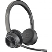 Plantronics Poly Voyager 4300 UC 4320-M Headset - Stereo - USB Type A - Wired/Wireless - Bluetooth - 164 ft - 20 Hz - 20 kHz - Over-the-head - Binaural - Ear-cup - 4.92 ft Cable - Noise Cancelling Microphone - TAA Compliance 218475-01