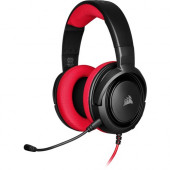 Corsair HS35 Stereo Gaming Headset - Red - Stereo - Mini-phone - Wired - 32 Ohm - 20 Hz - 20 kHz - Over-the-head - Binaural - Circumaural - 3.61 ft Cable - Uni-directional, Noise Cancelling Microphone - Red CA-9011198-NA