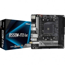 ASRock B550M-ITX/ac Desktop Motherboard - AMD Chipset - Socket AM4 - 64 GB DDR4 SDRAM Maximum RAM - DIMM, UDIMM - 2 x Memory Slots - Gigabit Ethernet - Wireless LAN - IEEE 802.11a/b/g/n/ac - 4 x USB 3.1 Port - HDMI - 1 x RJ-45 - 4 x SATA Interfaces B550M-