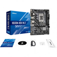 ASRock H610M-HDV/M.2 Desktop Motherboard - Intel Chipset - Socket LGA-1700 - Micro ATX - Pentium Gold, Celeron, Core i5, Core i7, Core i9, Core i3 Processor Supported - 64 GB DDR4 SDRAM Maximum RAM - DIMM, UDIMM - 2 x Memory Slots - Gigabit Ethernet - HDM