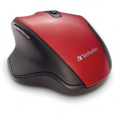 Verbatim Silent Ergonomic Wireless Blue LED Mouse - Red - Blue LED - Wireless - Radio Frequency - 2.40 GHz - Red - 1 Pack - USB - 1600 dpi 70243