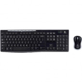 Logitech Wireless Combo MK270 - USB Wireless RF 2.40 GHz Keyboard - Black - USB Wireless RF Mouse - Optical - 3 Button - Scroll Wheel - Black (PC) Pack 920004432