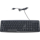 Verbatim Slimline Corded USB Keyboard - Black - Cable Connectivity - USB 2.0 Interface - Compatible with Desktop Computer - QWERTY Keys Layout - Black 99201