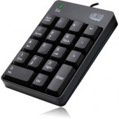 Adesso AKB-601UB - USB Spill Resistant 18-Key Numeric Keypad - Cable Connectivity - USB Interface - 18 Key - English (US) - Windows - Membrane Keyswitch - Black AKB-601UB