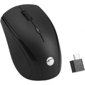 SIIG USB-C Wireless 2.4G 3-Button Mouse - Optical - Wireless - Radio Frequency - 2.40 GHz - Black - USB Type C - 1600 dpi - Scroll Wheel - 3 Button(s) JK-WR0U11-S1