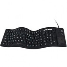 Wetkeys Flex Touch Keyboard - Cable Connectivity - USB Interface - 103 Key - QWERTY Layout - TouchPad - Windows - Industrial Silicon Rubber Keyswitch - Black KBWKFC103STI-BK