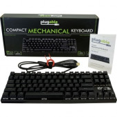 Plugable Compact 87-Key Mechanical Keyboard - Cable Connectivity - USB Interface - 87 Key - Compatible with Desktop Computer (Unix, Mac, Linux, Windows) - QWERTY Keys Layout - Mechanical USB-MECH87BW