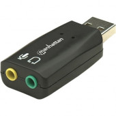 Manhattan Hi-Speed USB 2.0 3-D Sound Adapter - Instantly creates mic-in/audio-out connectivity through any USB port - RoHS, WEEE Compliance 150859