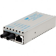 Omnitron Systems miConverter 10/100 Ethernet Fiber Media Converter RJ45 ST Single-Mode 60km - 1 x 10/100BASE-TX, 1 x 100BASE-LX, USB Powered, Lifetime Warranty - RoHS, WEEE Compliance 1101-2-6