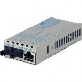 Omnitron Systems miConverter PoE/PD 10/100/1000 Gigabit Ethernet Fiber Media Converter RJ45 ST Multimode 550m - 1 x 10/100/1000BASE-T, 1 x 1000BASE-SX, US AC & PoE Powered, Lifetime Warranty 1220D-0-01