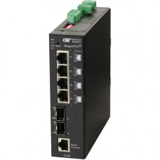 Omnitron Systems RuggedNet Managed Ruggedized Industrial Gigabit, 2xSFP, RJ-45, Ethernet Fiber Switch - 4 x 10/100/1000BASE-T, 1 x 1000BASE-X, 2xDC Power, 5 Year Warranty 2859-0-24-2Z