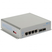 Omnitron Systems OmniConverter Unmanaged Gigabit, 2xSFP, RJ-45, Ethernet Fiber Switch - 4 x 10/100/1000BASE-T, 2 x 1000BASE-X, DC Power, 5 Year Warranty 2879-0-24-9W